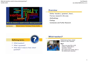 Overview  Define: teachers, grammar, know,  Previous research in this area