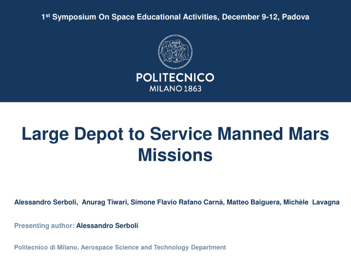 large depot to service manned mars missions