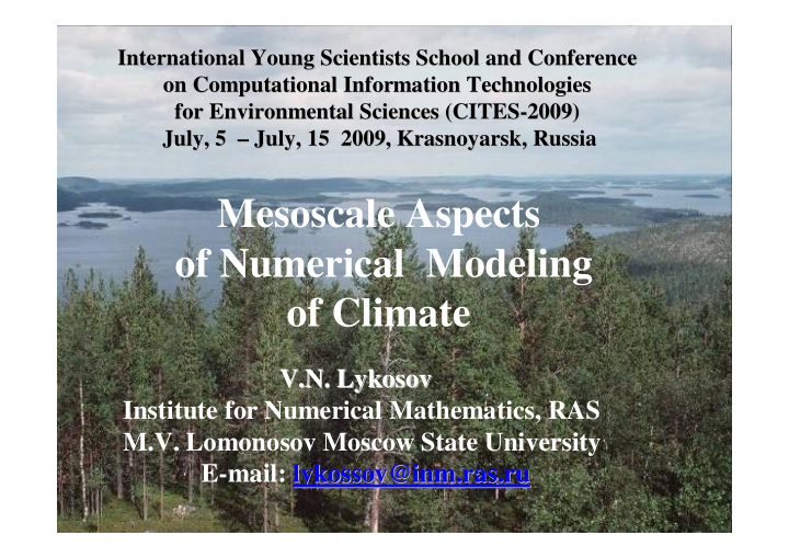 mesoscale aspects of numerical modeling of climate