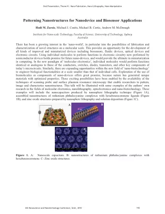 Patterning Nanostructures for Nanodevice and Biosensor Applications Hadi M. Zareie , Michael J.