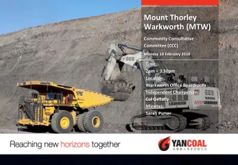 Mount Thorley  Warkworth (MTW)  Community Consultative  Committee (CCC)  Monday 18 February 2019