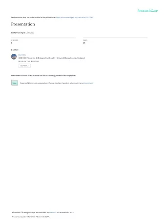 Presentation Conference Paper  June 2012  CITATIONS  READS  0  15  1 author:  Eloi Keita  UBO /