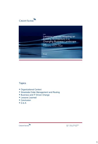 Credit Suisse  Credit Suisse locations  Regional headquarters  Centers of Excellence  Author: