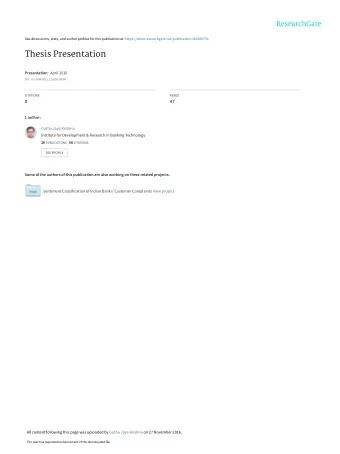 Thesis Presentation Presentation  April 2010  DOI: 10.13140/RG.2.2.16296.78089  CITATIONS  READS