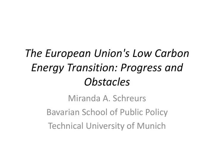 the european union s low carbon energy transition