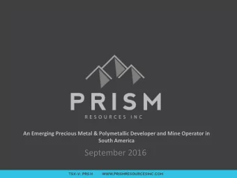 September 2016  Forward Looking Statement  This presentation contains forward-looking statements