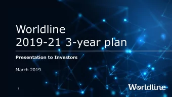 2019-21 3-year plan  Presentation to Investors  March 2019  1  Disclaimer  This document contains