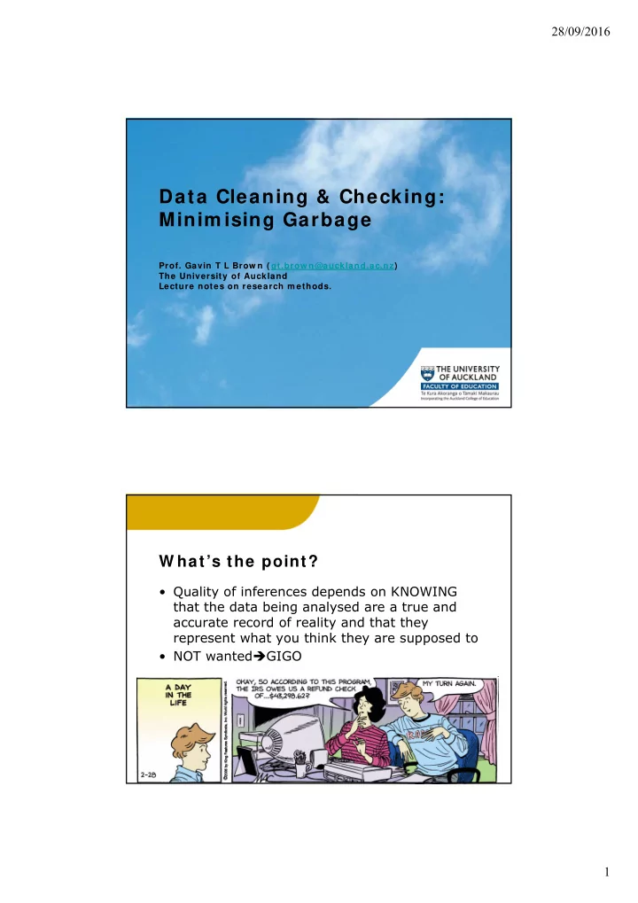 data cleaning checking minim ising garbage