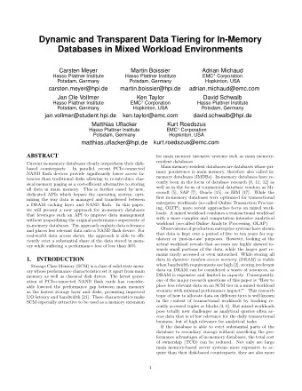 Dynamic and Transparent Data Tiering for In-Memory  Databases in Mixed Workload Environments