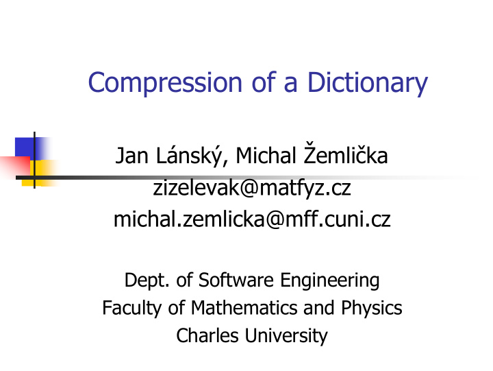 compression of a dictionary