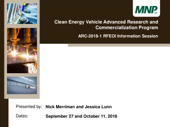 Clean Energy Vehicle Advanced Research and  Commercialization Program  ARC-2018-1 RFEOI Information