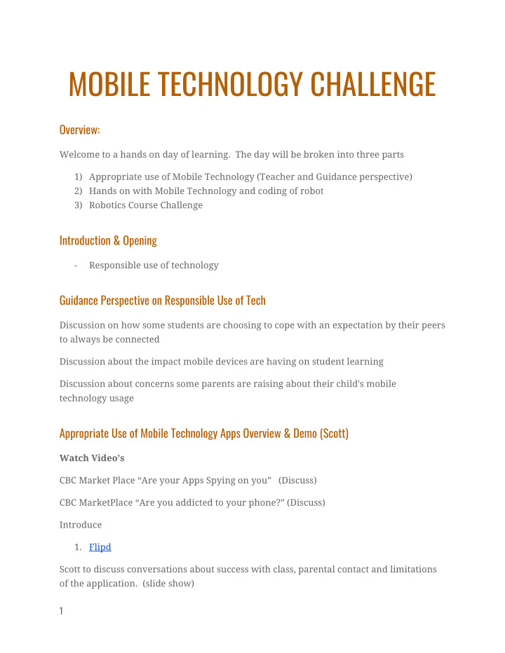 mobile technology challenge
