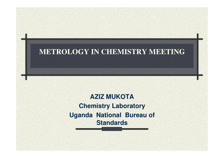 metrology in chemistry meeting