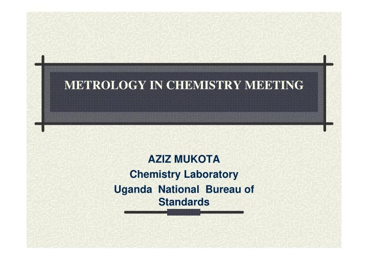 metrology in chemistry meeting