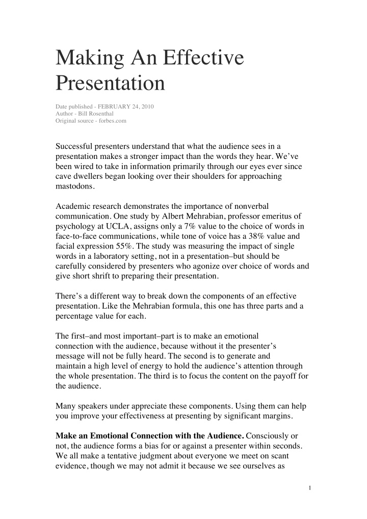 making an effective presentation