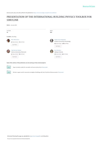 PRESENTATION OF THE INTERNATIONAL BUILDING PHYSICS TOOLBOX FOR  SIMULINK Article  January 2003