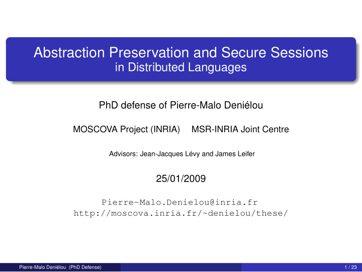 abstraction preservation and secure sessions