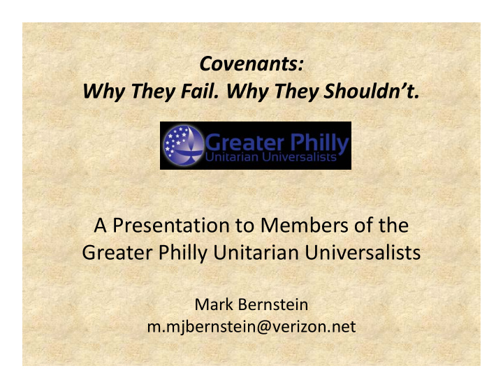 covenants why they fail why they shouldn t a presentation