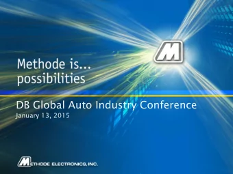 DB Global Auto Industry Conference  January 13, 2015  Safe Harbor  This presentation contains