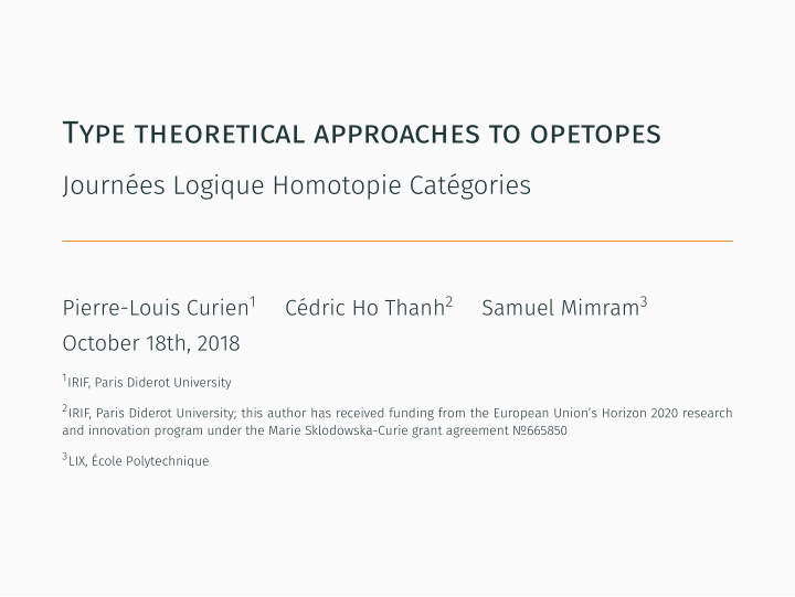 type theoretical approaches to opetopes