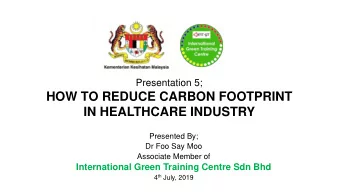 IN HEALTHCARE INDUSTRY  Presented By;  Dr Foo Say Moo  Associate Member of  International Green