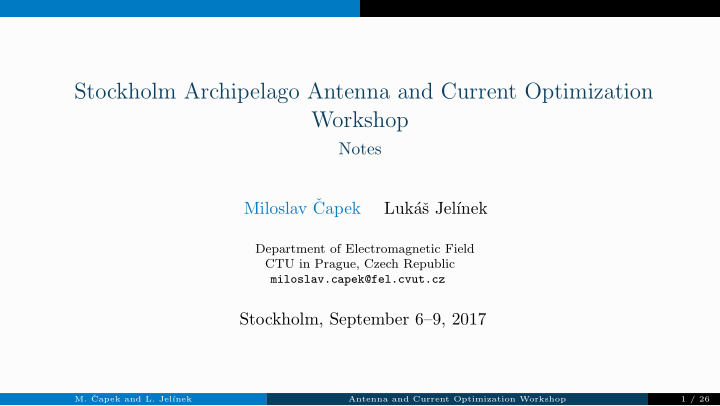 stockholm archipelago antenna and current optimization