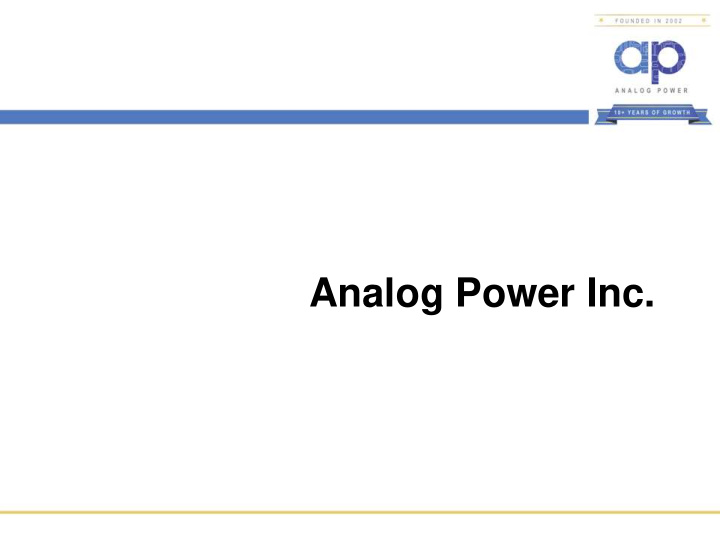 analog power inc analog power target markets