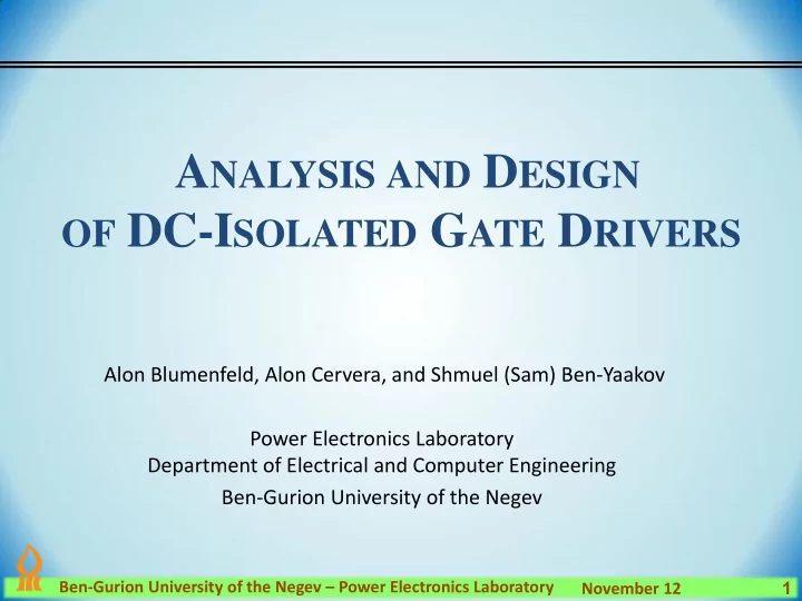 of dc i solated g ate d rivers