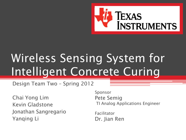wireless sensing system for intelligent concrete curing