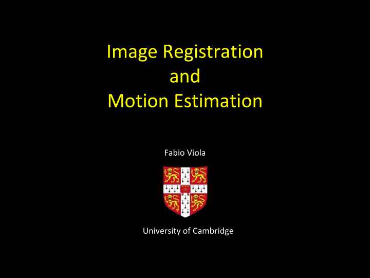 image registration and motion estimation
