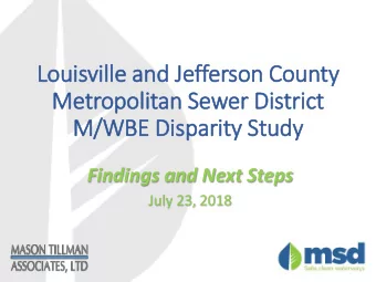 Louisville a  e and Jeffer  erson  on C  County  y  Met  etropolitan Sew  ewer  er D  District