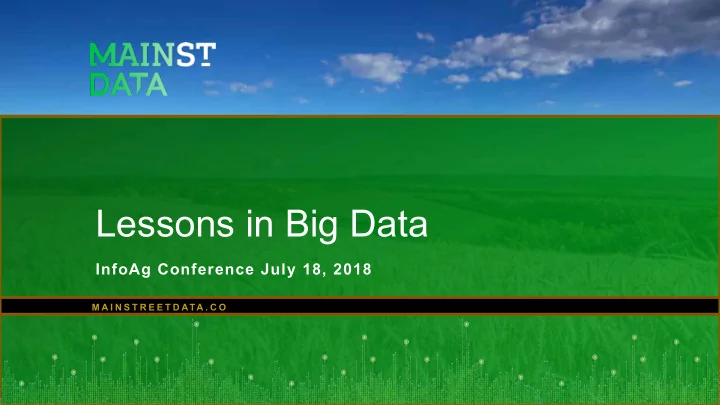 lessons in big data