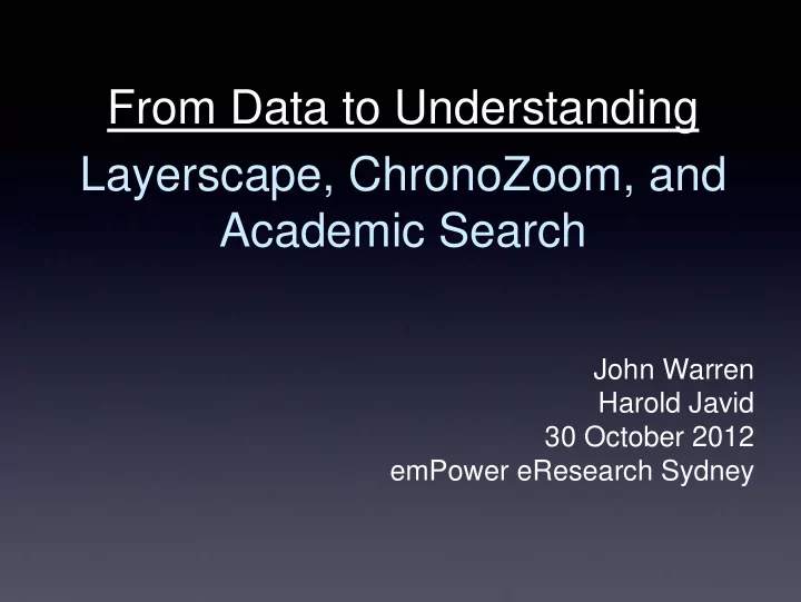 from data to understanding