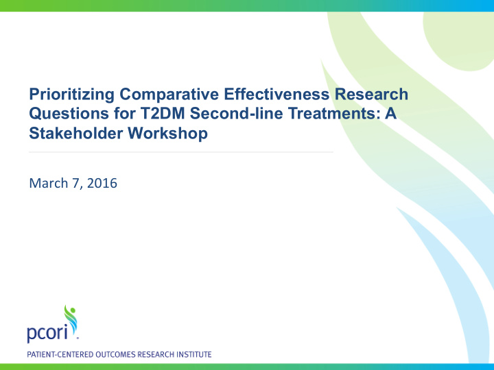prioritizing comparative effectiveness research questions