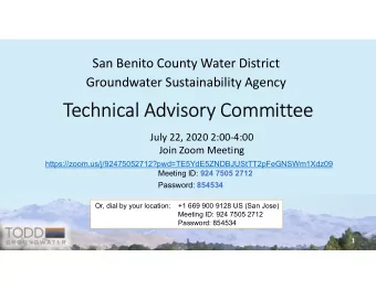 Technical Advisory Committee  July 22, 2020 2:00-4:00  Join Zoom Meeting