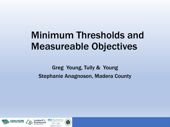 minimum thresholds and measureable objectives