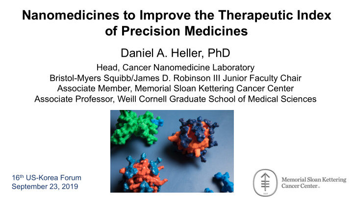nanomedicines to improve the therapeutic index of