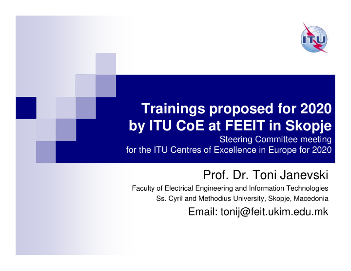 trainings proposed for 2020 by itu coe at feeit in skopje