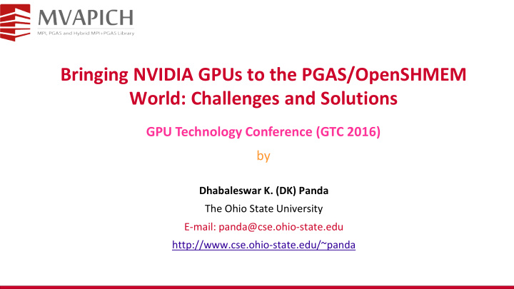 bringing nvidia gpus to the pgas openshmem world