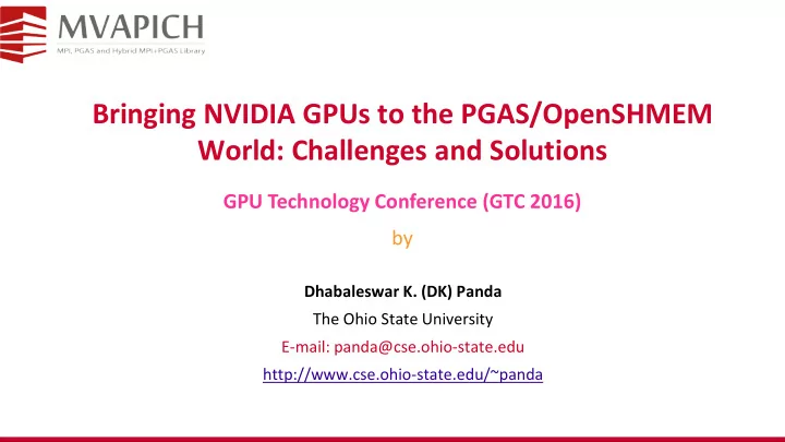 bringing nvidia gpus to the pgas openshmem world