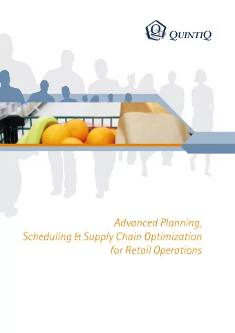 Advanced Planning,  Scheduling &amp; Supply Chain Optimization  for Retail Operations  MULTIPLE