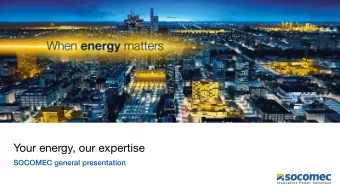 Your energy, our expertise  SOCOMEC general presentation  General presentation  1  18 January 2019