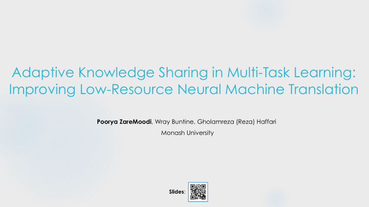 adaptive knowledge sharing in multi task learning