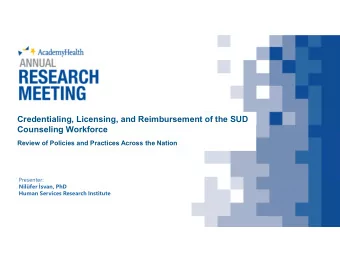 Title Arial Bold  34pt font  Counseling Workforce  Subtitle Arial  25pt font  Review of