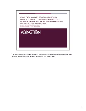 This title summarizes the key elements of our plan to achieve excellence in writing. Each strategy