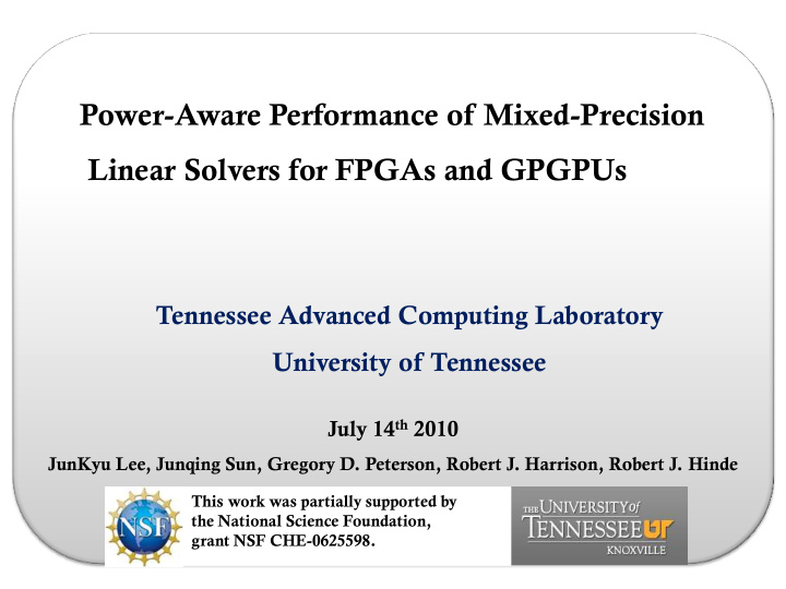 power aware performance of mixed precision