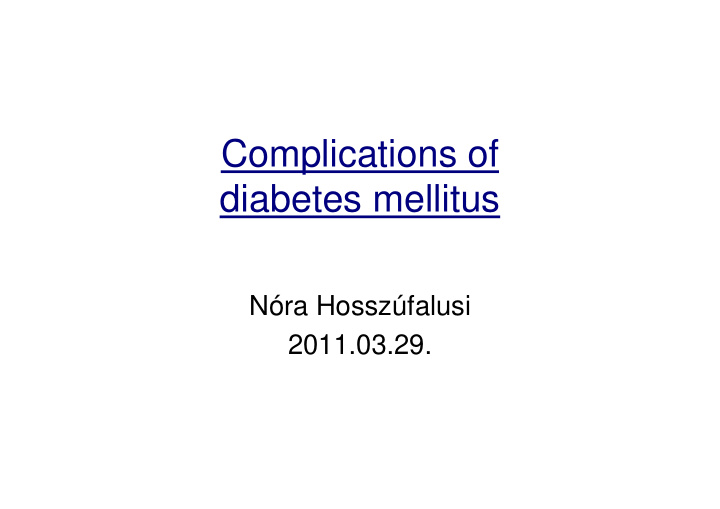complications of diabetes mellitus