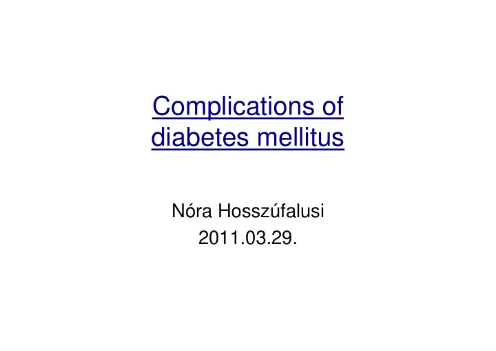 complications of diabetes mellitus