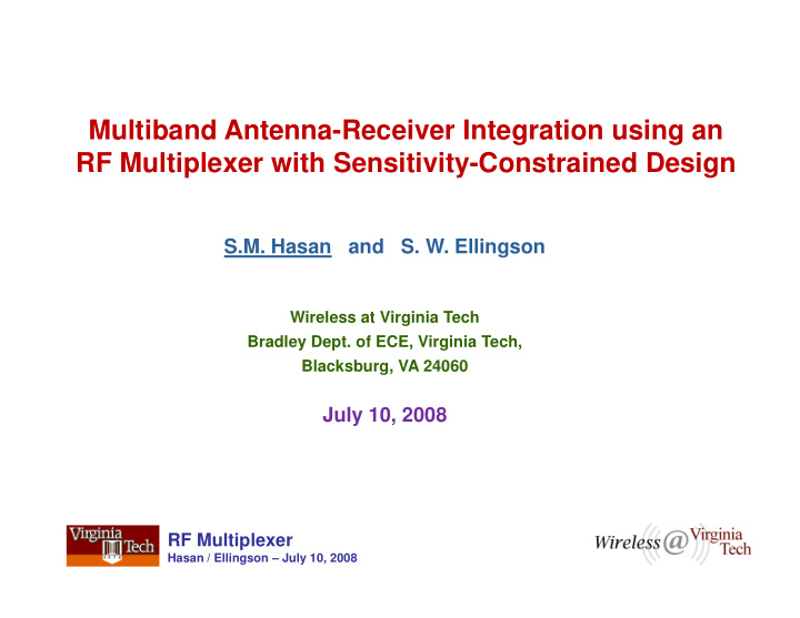 multiband antenna receiver integration using an rf