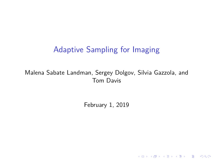 adaptive sampling for imaging